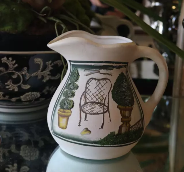 Vintage Pottery Jug Vase Botanical Topiary