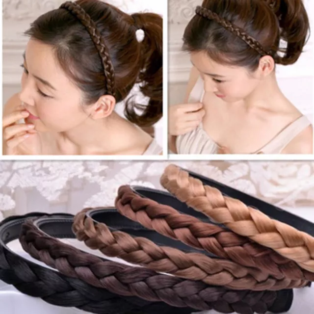 New Braided Synthetic Hair Plaited Elastic Headband Hairband for Wedding Party