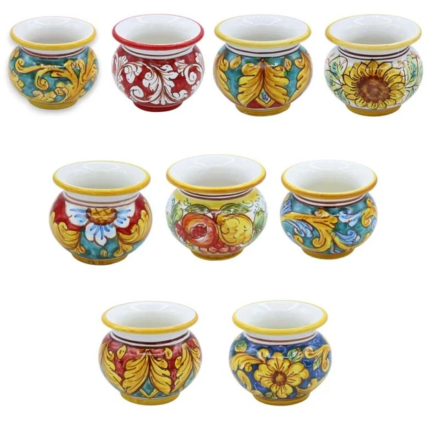 Cachepot Vaso per piante in ceramica Caltagirone - h 8 e Ø 9 cm (1pz) con divers