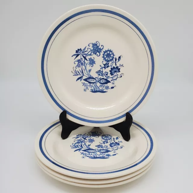 Vintage Oxford China Blue Onion 7 1/4" Salad Plates Set of 4 Brazil 7840