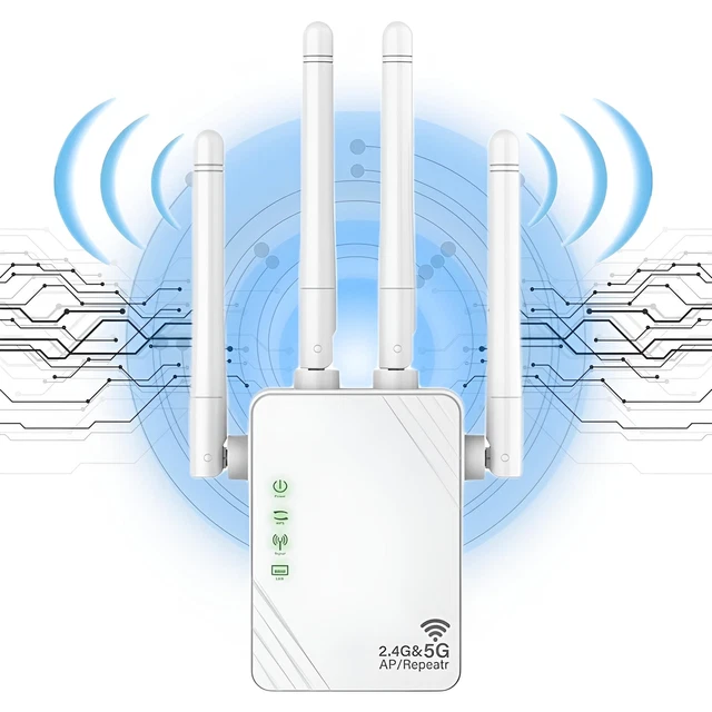 Répéteur WiFi 6 Antennes - Amplificateur 300Mbps, 2 Ports LAN, Mode Répéteur/Routeur/AP