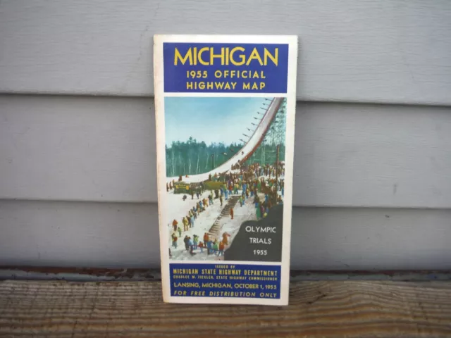 1955 Michigan Official Highway Map Very Nice Original! State Hi-Way Map