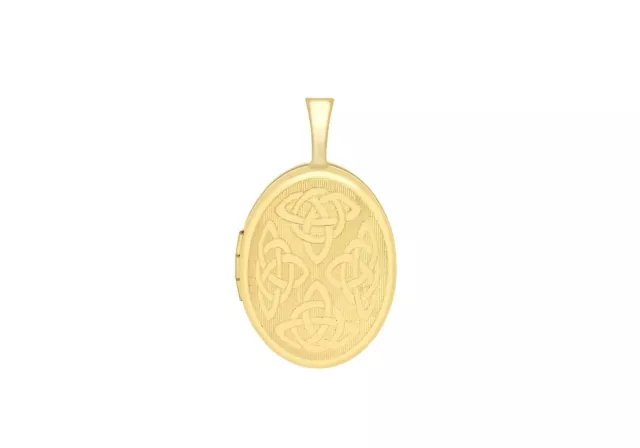 Small Etched Celtic Oval Locket 9ct Yellow Gold