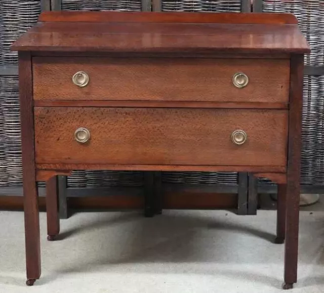 Solid 2 Drawer Silky Oak Chest of Drawers Art Deco Era.