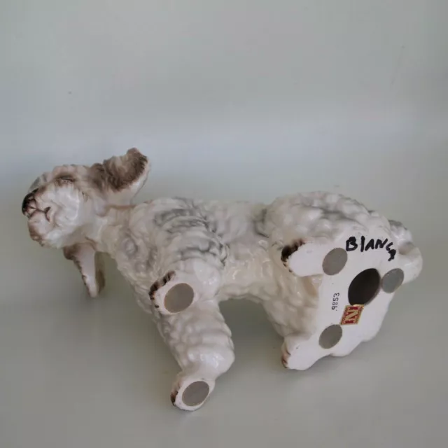Vintage Napco Poodle Puppy Dog Figurine White Brown Large 7" 8