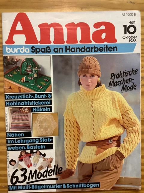Anna Burda Spaß an Handarbeiten 63 Modelle Praktische Maschen-Mode  Heft 10/1986
