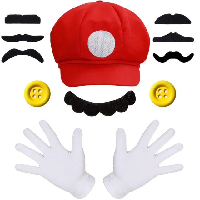 iZoeL Mario Luigi Cappello 1 Cappello 7 Baffi Finti 1 Guanti 2 Bottoni De