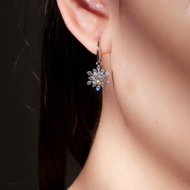 18k white gold made with SWAROVSKI crystal drop dangle hook snowflake earrings