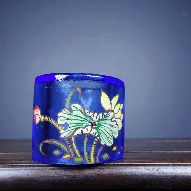 Chinese Old Beijing Glaze Hand drawn Exquisite Fish Pattern Rings 11004 3