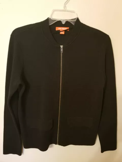 Joe Fresh Size Xs Tp  Jacket sweater Black Full Zip 2 Faux Pockets very nice lon