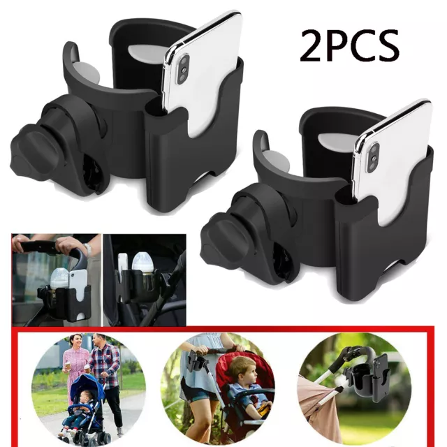 2x Baby Stroller Pram Cup Holder Universal Drink Milk Bottle Phone Wheelchair AU
