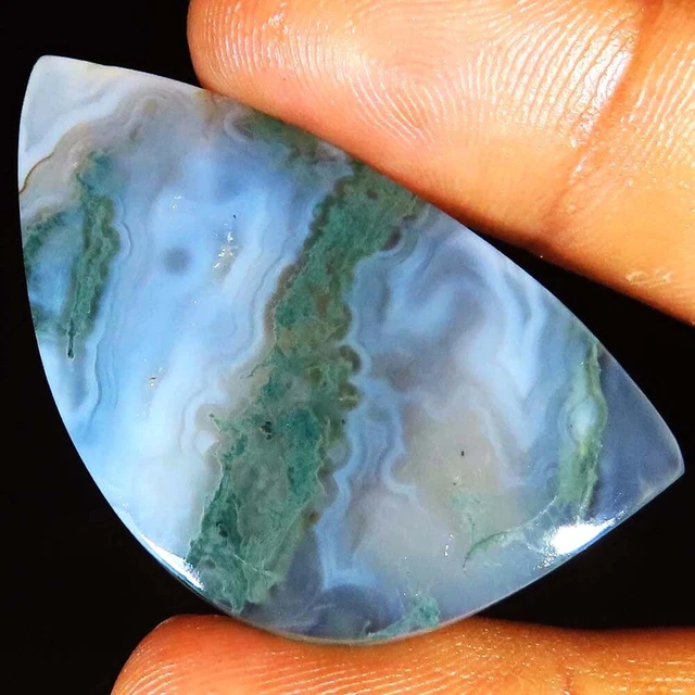 (25 X 45 X 5 MM Größe) 55.55 Karat Natürlich Moos Achat Kostüm Cabochon Lose
