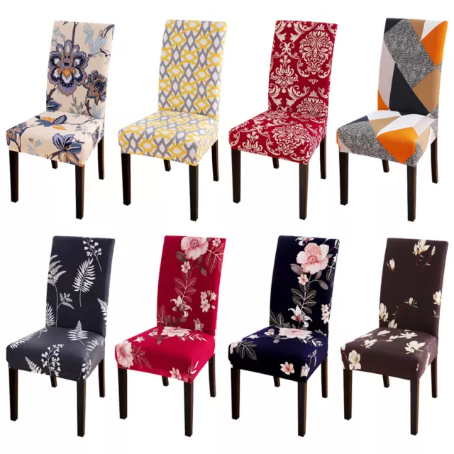 1/4/6pcs Stretch Dining Room Printed Spandex Chair Covers Slipcovers Home Decor