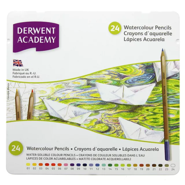 Derwent Watercolour Pencils Assorted Colour Blend & Dissolve  Pack Of 24 new