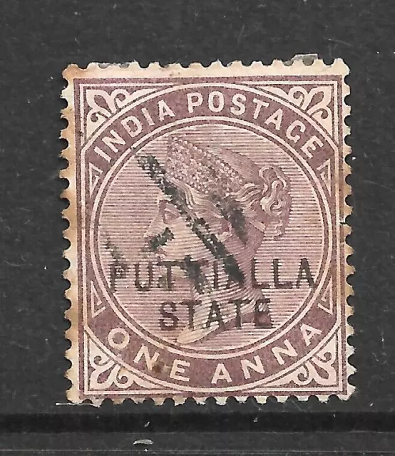 1885 PATIALA STATE, SG11ba, CAT £3250 RED&BLACK, FADED, USED,INDIA INDIAN STATES