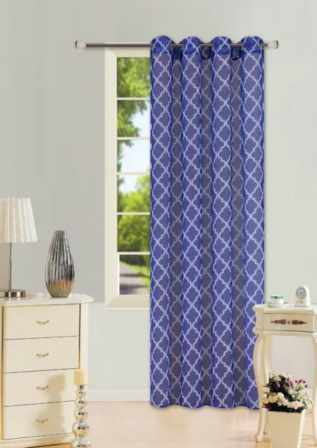2Pc Geometric Printed Voile Sheer Panels Window Curtain Treatment Home Decor#S38