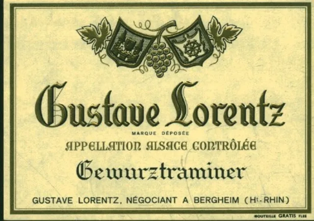 Etiquette de vin Gustave Lorentz Gewurztraminer Alsace