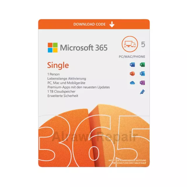 Microsof  Office 365 Pro Plus 5 Geräte deutsch NEU lebenslanger