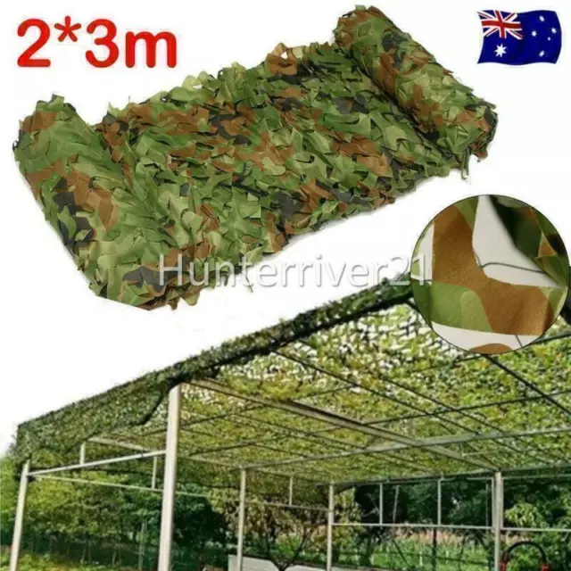 2m X 3m Army Camouflage Netting Woodlands Blinds Camo Net Hunting Camping AU