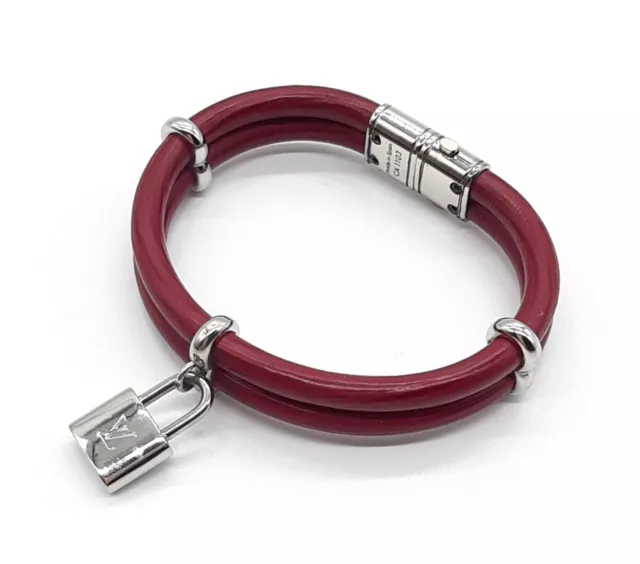 Louis Vuitton Bracelet Women M6514F Epi Keep It Cadena Twice Silver Red  W/Box