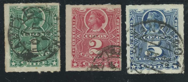 Stamps:  Chile. Set of 3 Columbus  - 1881