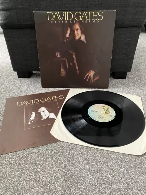 David Gates- Never Let Her Go UK 1st Pressing 12” LP Vinyl + Lyric Insert (1975)