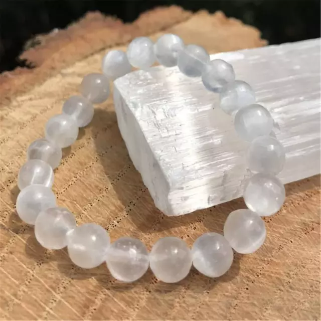 Bracelet de perles Quartz blanc, en pierre Naturelle, Sur meure Homme ou Femme