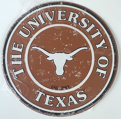 Texas Longhorns 12" Round Metal Sign The University Man Cave Sports Room
