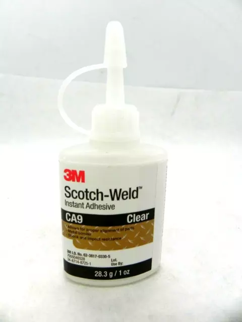 3M Scotch-Weld Instant Adhesive CA9 Clear, 1 fl oz Shock / Impact Resistant HR