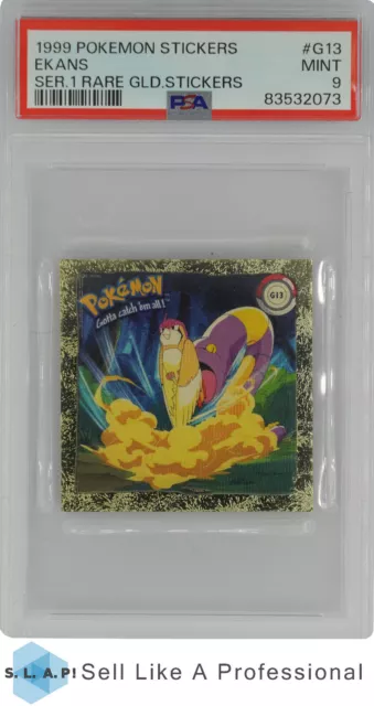 1999 Pokemon Stickers Series 1 Rare Gold Stickers G13 Ekans Psa 9