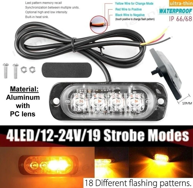 1x 4LED Car Strobe Warning Light Grill Flashing Breakdown Emergency Beacon Lamp