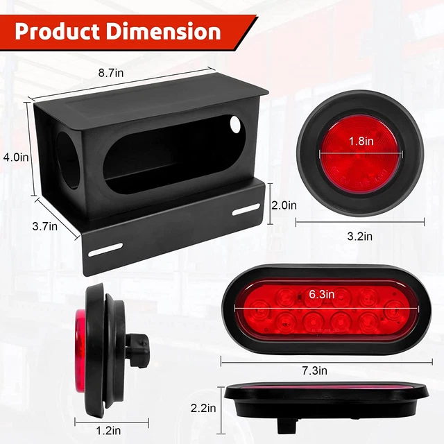 LIMICAR TRAILER LIGHTS Welded Mount Steel Boxes Housing Kit w/6 inch