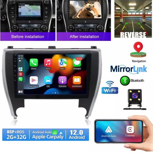 Carplay Android 13 For Toyota Camry 2015-2017 Car Stereo Radio GPS Navi FM Dash