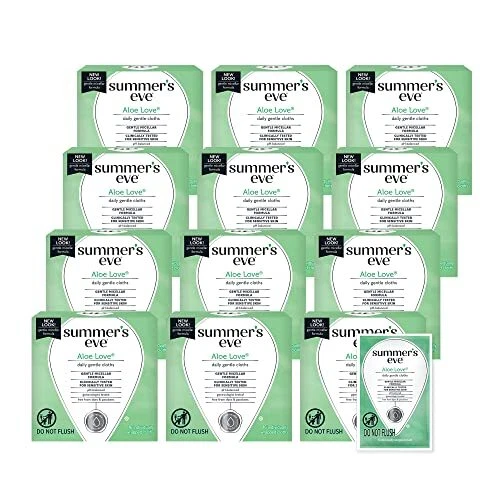 Paquete de 32 unidades 12 toallitas limpiadoras femeninas Summers Eve aloe Love