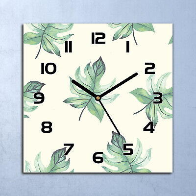 ION Horloge Murale En Verre 30x30 Noix de coco Palme Arbre En Vert Tropic ion 