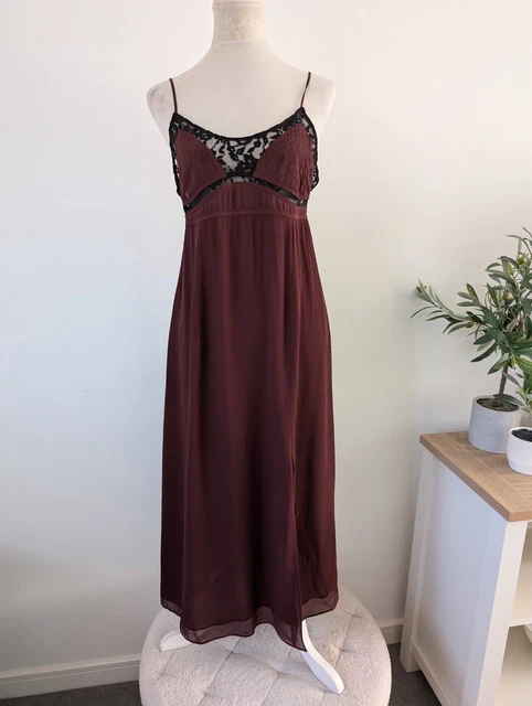 BNWT ZARA BURGUNDY Satin Effect Midi Dress Size Medium M 52.69 - PicClick  UK