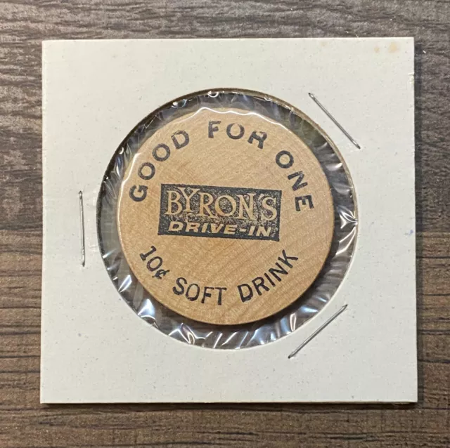 Byron's Drive-In By The Airport Honolulu Hawaii Hawaiian Wooden Nickel Token