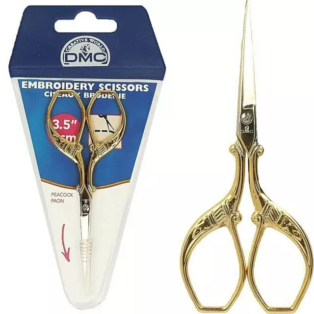 Dmc Gold Plated 3.5" (9Cm) Peacock Embroidery Scissors - Straight Blade