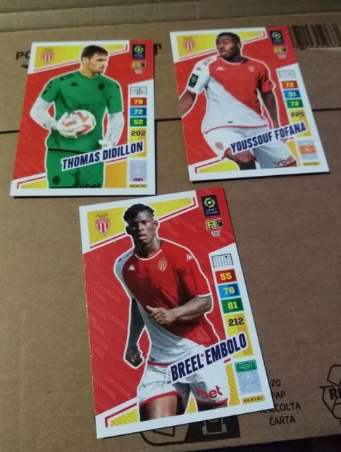 Panini  Adrenalyn  Ligue 1  2023 2024   AS Monaco  N°  173 183 187