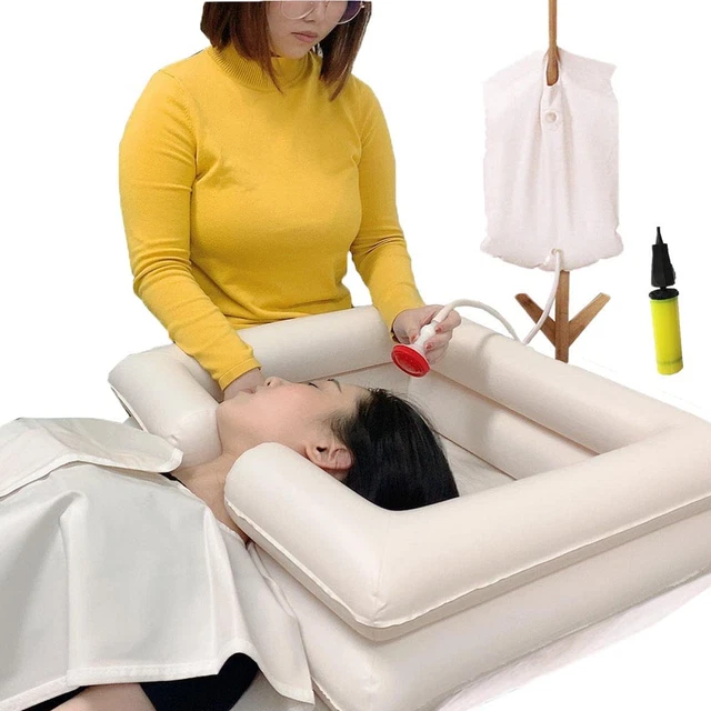 Champú inflable junto a la cama - Sistema de ducha para lavar el cabello junto a la cama para