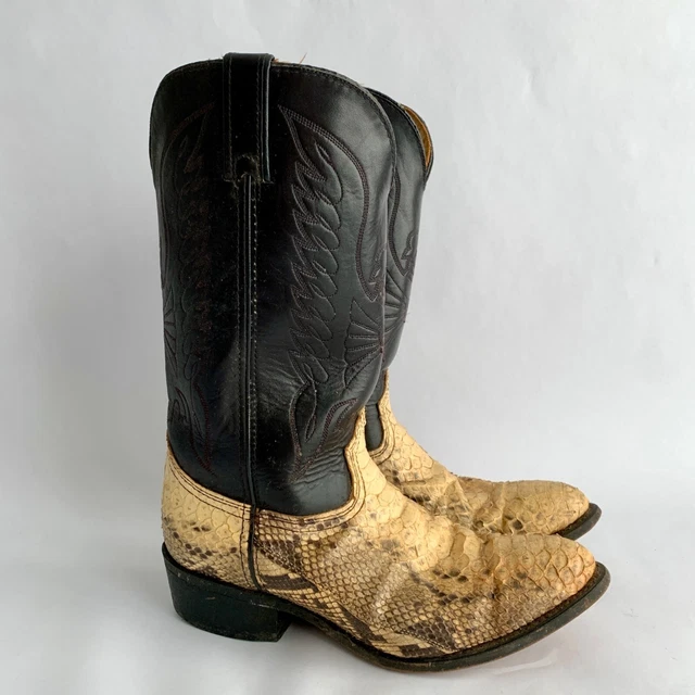 DURANGO VINTAGE PYTHON Black Leather Cowboy Boots 9 £94.43 - PicClick UK