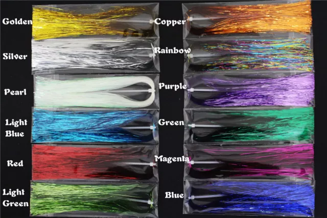 12 Colors 0.3mm Flashabou Tinsel Flat Mylar Crystal Flash Fly Tying Materials 2