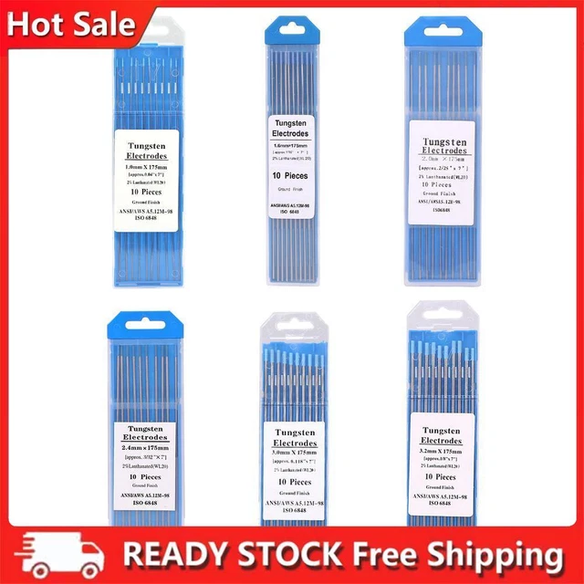 10 pz/set aste per saldatura elettrodo di tungsteno 1.0 1.6 2.0 2.4 3.0 3.2x175 mm