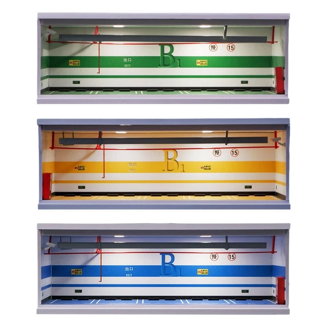 Vitrine De Présentation Pour Voitures Miniatures 1/64 - Scène De Parking, Acrylique/PVC (30x13.5x10.5 Cm)