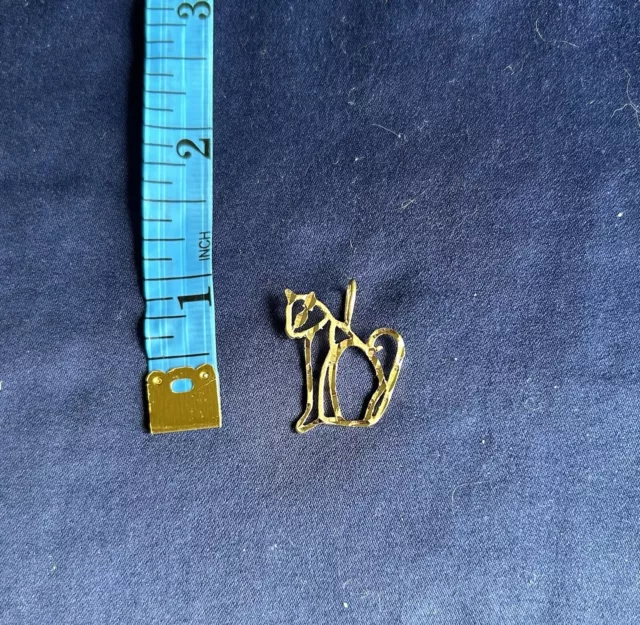 VINTAGE 14K GELBGOLD Katze Umriss Charm Anhänger Diamantschliff EUR 175