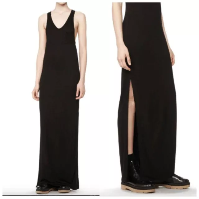 T Alexander Wang Classic Tank Dress Maxi Side Slits Black Medium