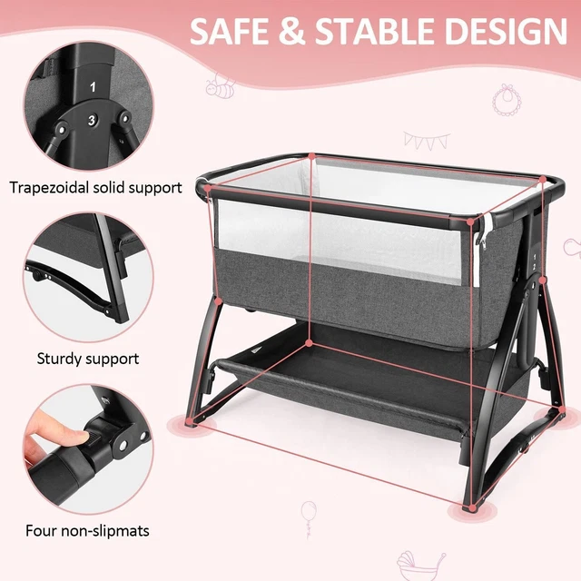 Baby Bedside Sleeper for Baby 3-in-1 Baby Crib Bassinet Adjustable Height Safe~~