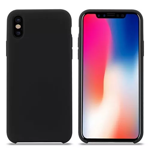 Custodia iPhone X Custodia Antiurto Gomma Gel Silicio Liquido con Fodera Tess...