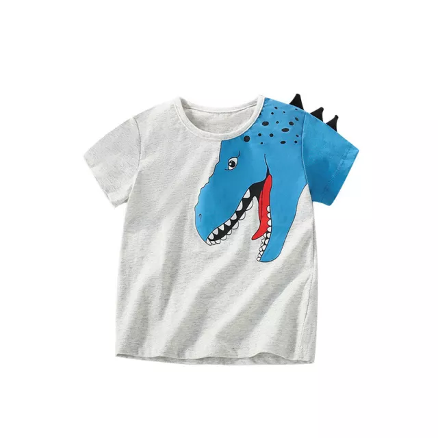 Summer Kids Boys Short Sleeve T-shirt Tee Tops Casual Toddler Round Neck Clothes