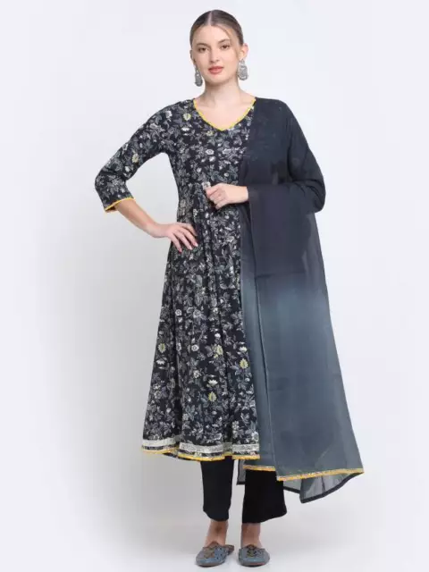 Túnica india estilo Bollywood de algodón Kurti y Dupatta, conjunto de ropa...